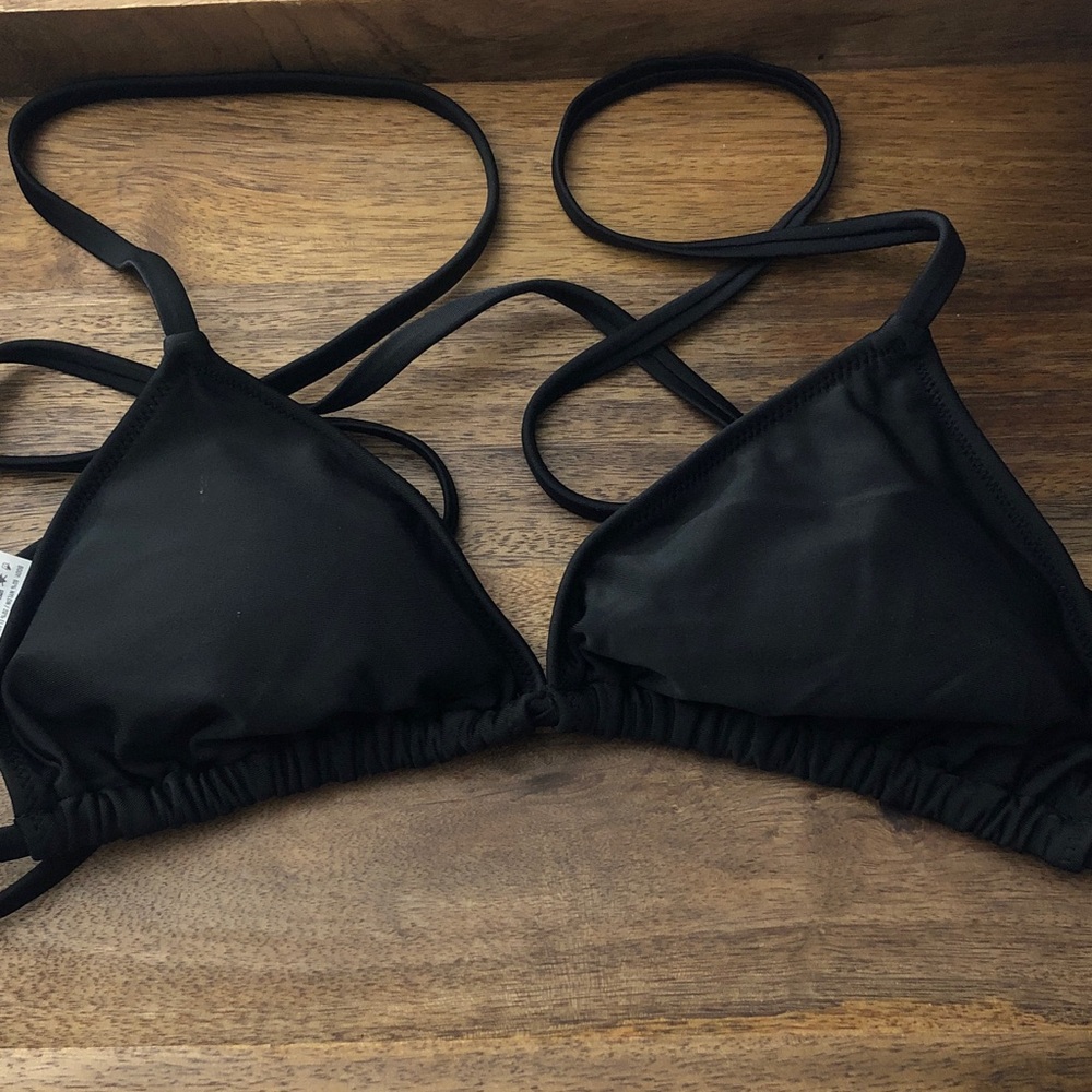 aerie Black Triangle Strappy Bralette